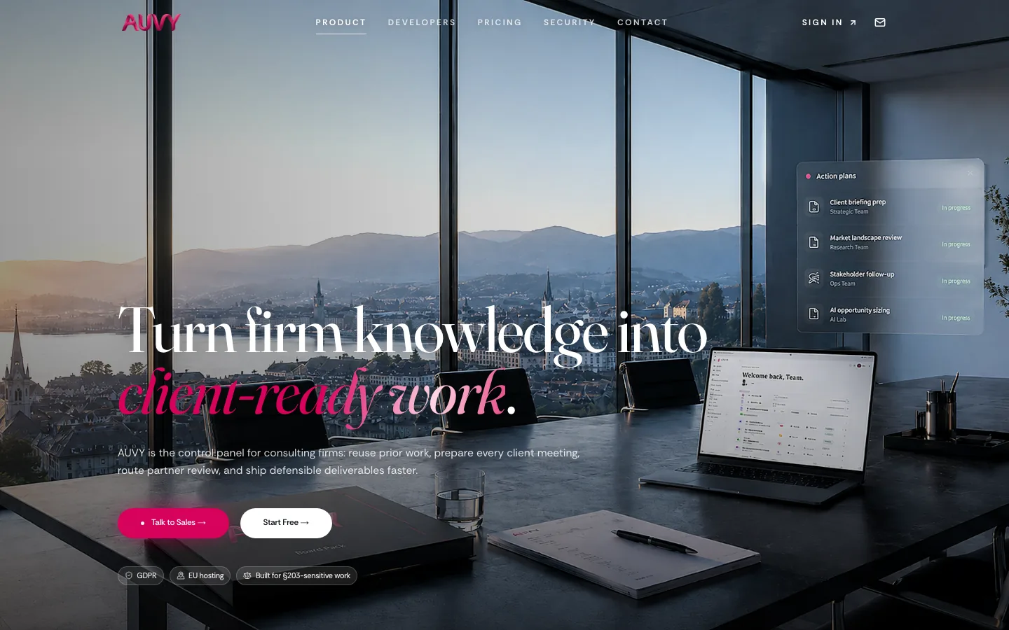 AUVY. The nervous system for project teams.